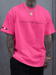 Men's Casual Letter Graphic Round Neck Short Sleeve T-Shirt