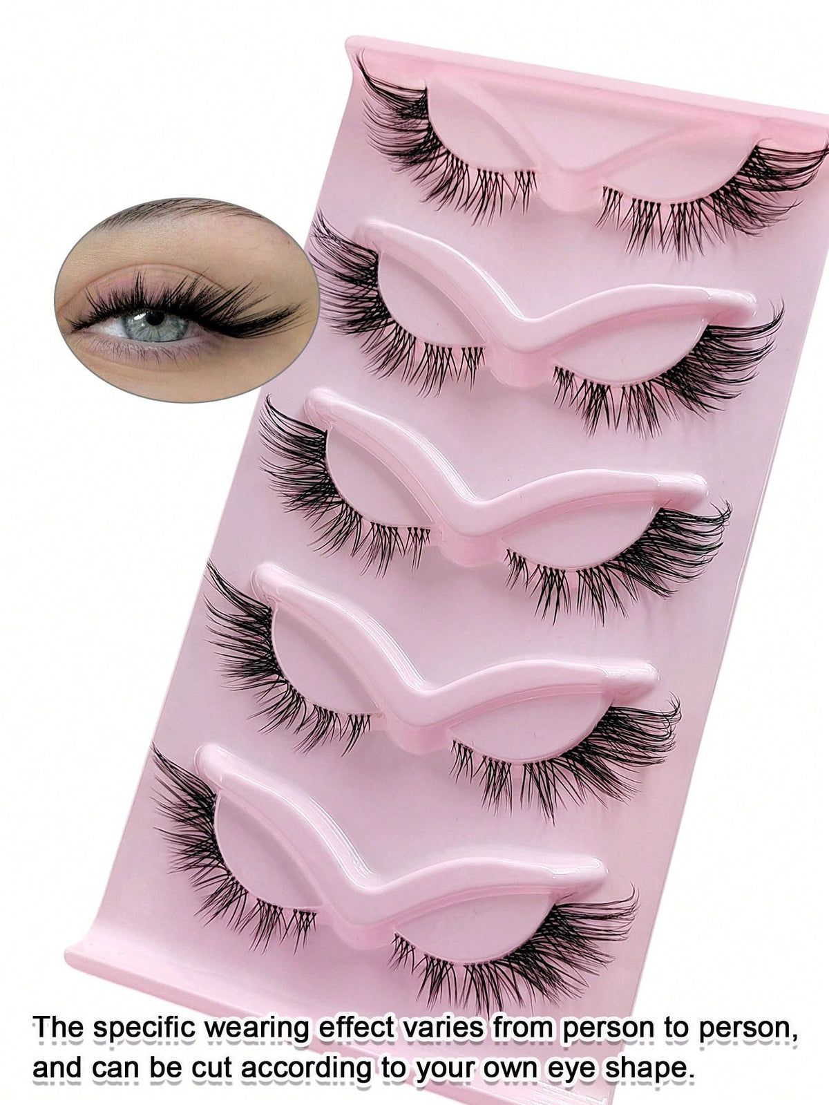 Women's 5 Pairs Cat Eye Natural Crisscross Clear Band Wispy Lashes Set