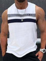 Manfinity Homme Men's Striped Tank Top Patchwork Sleeveless Vest Multicolor
