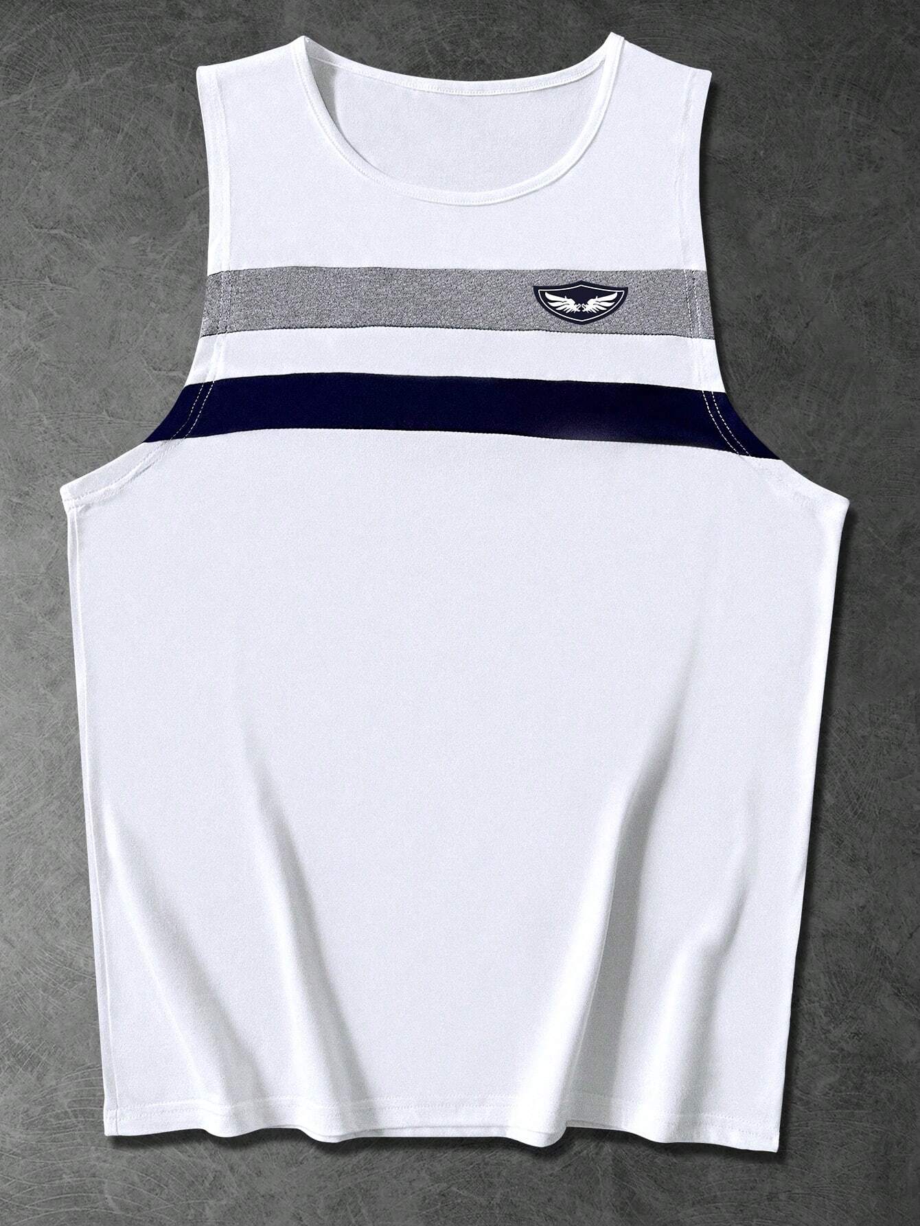 Manfinity Homme Men's Striped Tank Top Patchwork Sleeveless Vest Multicolor