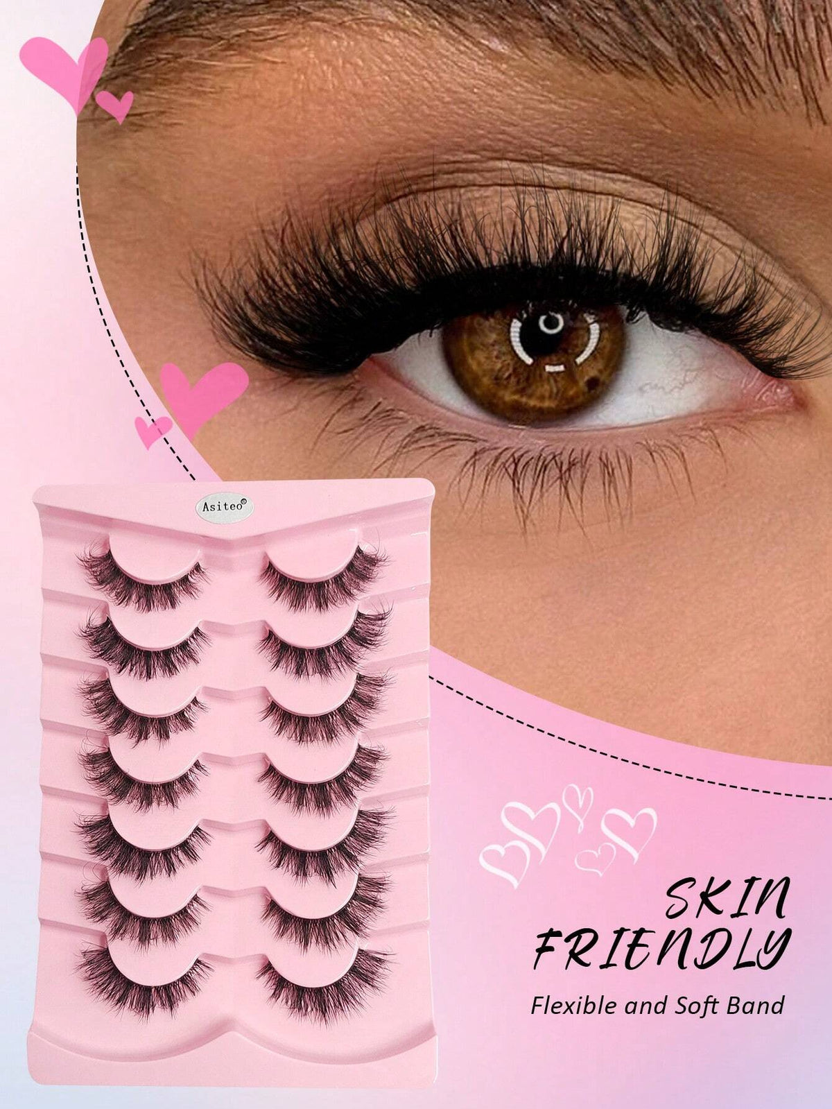 Women's 7-Pair Fluffy Synthetic Mink False Eyelash Set