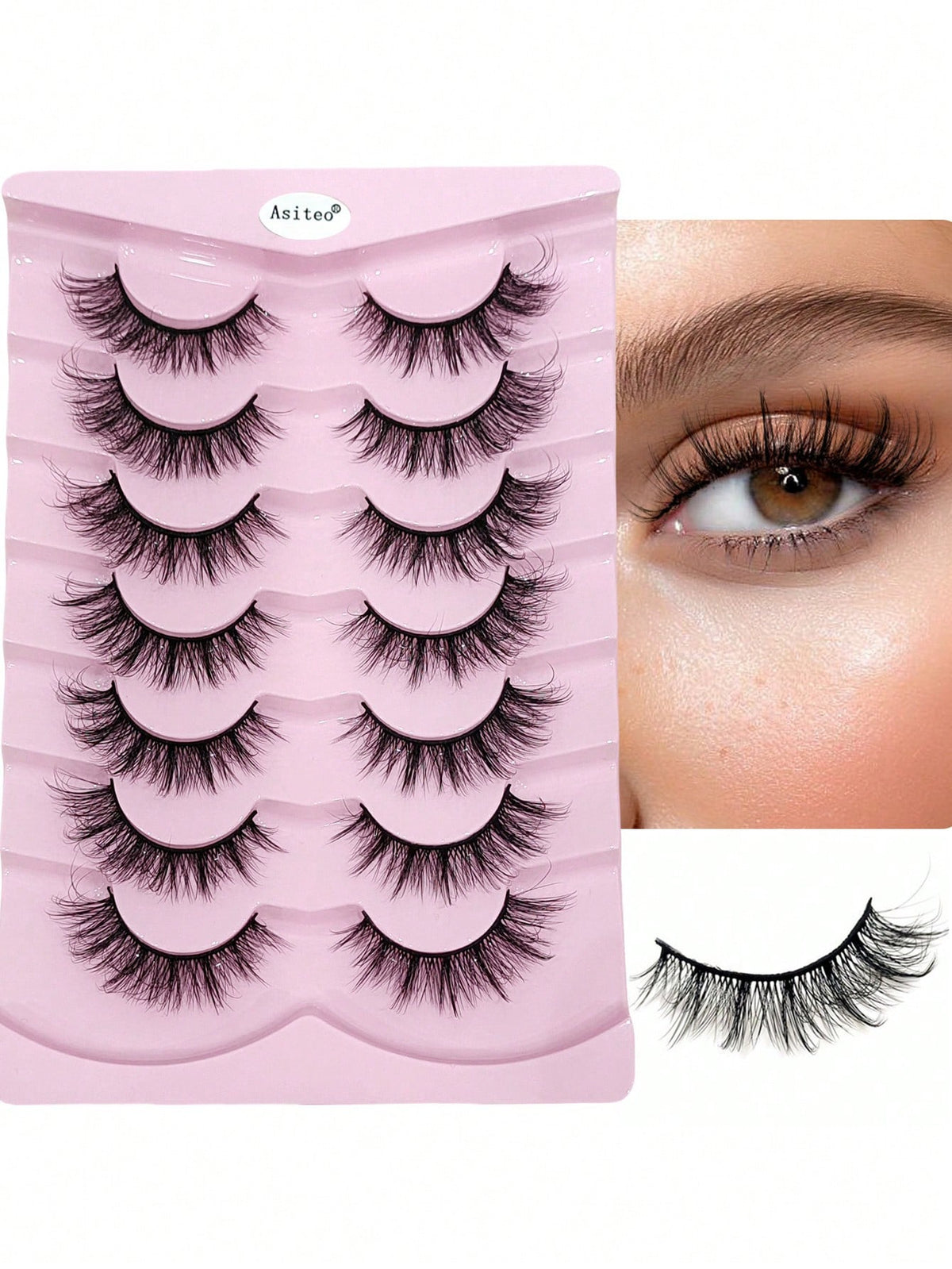 7-Pair Natural Wispy Soft 3D Fluffy Faux Mink False Eyelash Set