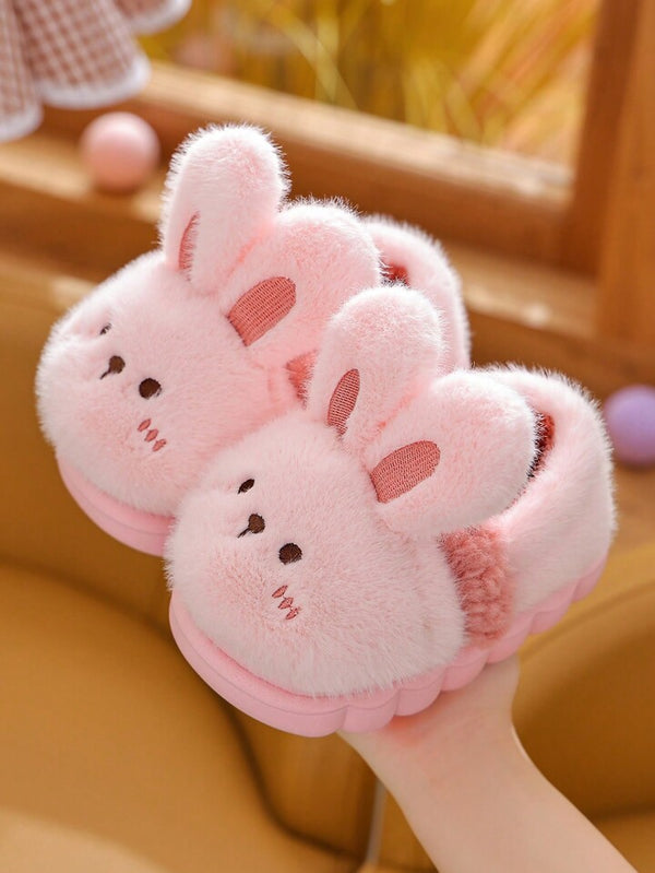 Shein 1Pair Bunny Plush Flat Cute Children Indoor Slippers, Size: 26-27 /