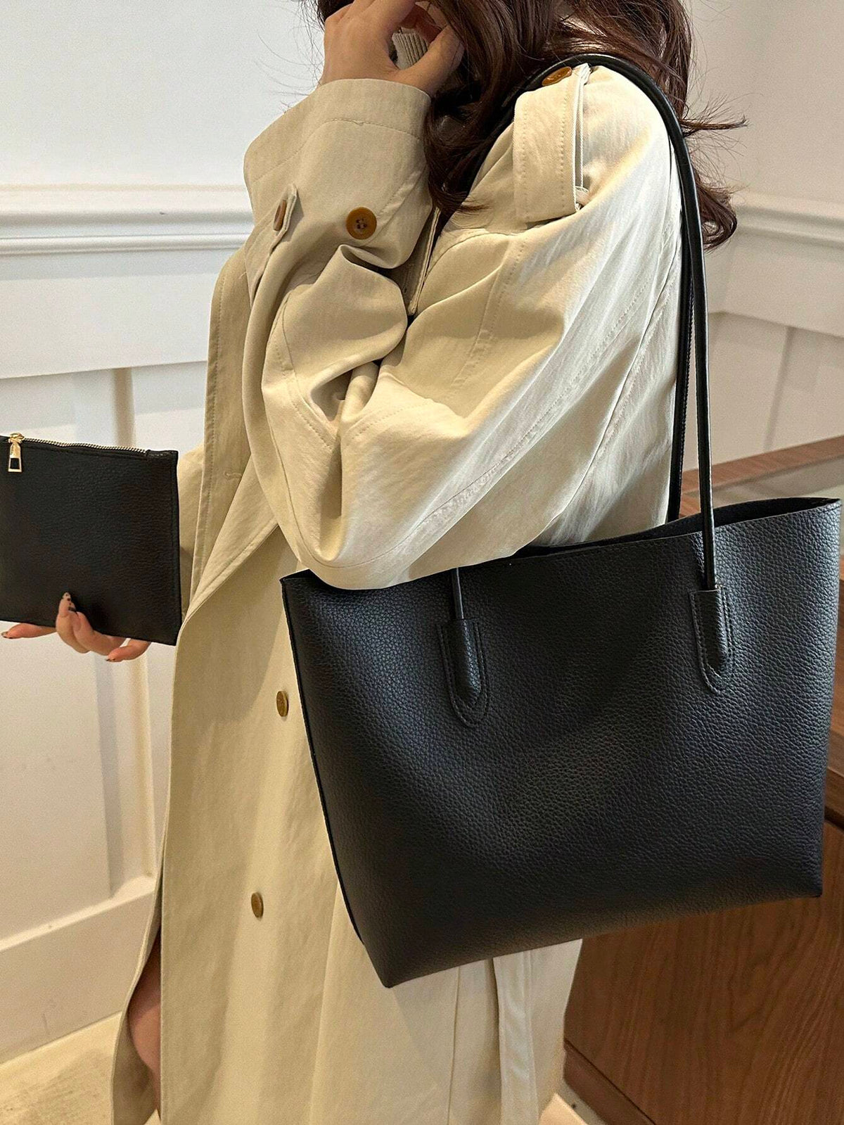 Women's Elegant Crocodile Pattern Double Handle Handbag