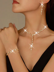 Women's Elegant Crystal Wave Bridal Jewelry Set