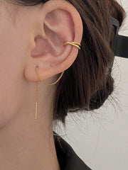 Women's Minimalist Extra Long Metal Dangle Earring Set