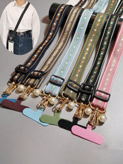 Cute Floral Crossbody Phone Lanyard Rope with Pearl Pendant