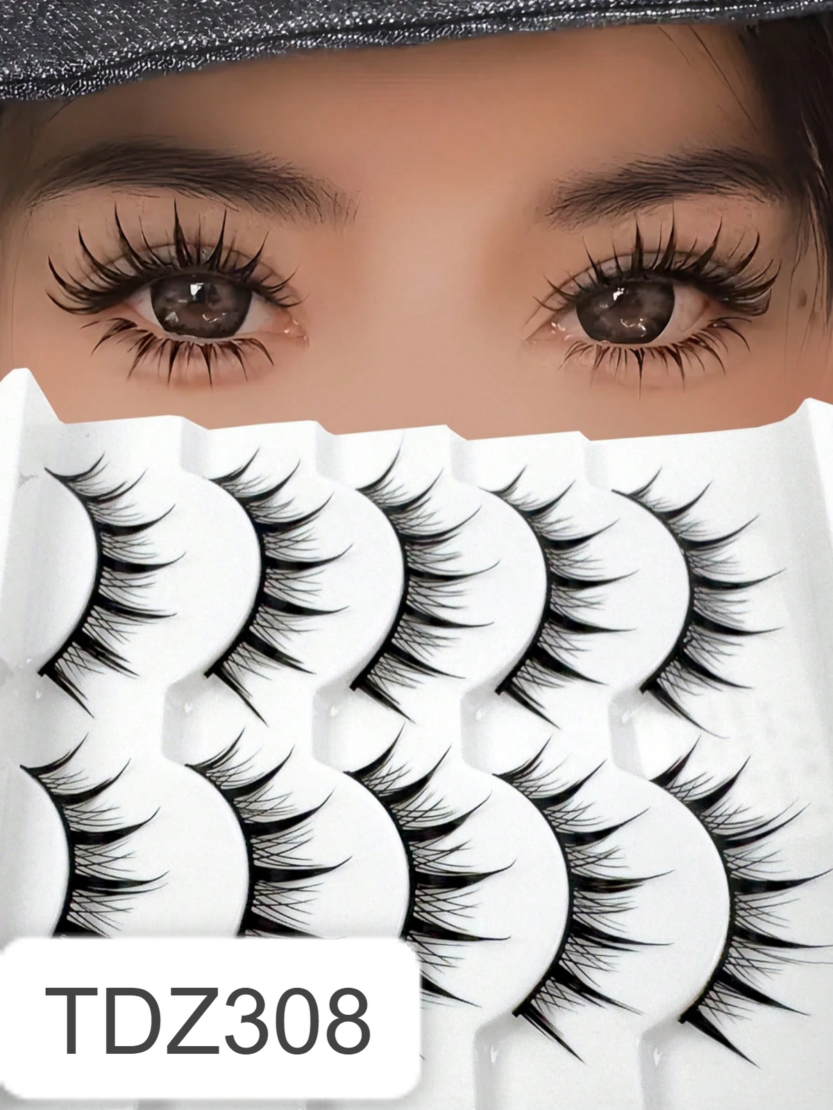 Shein Women's Spiky Manga Japanese Anime False Eyelash Set, Code: TDZ308