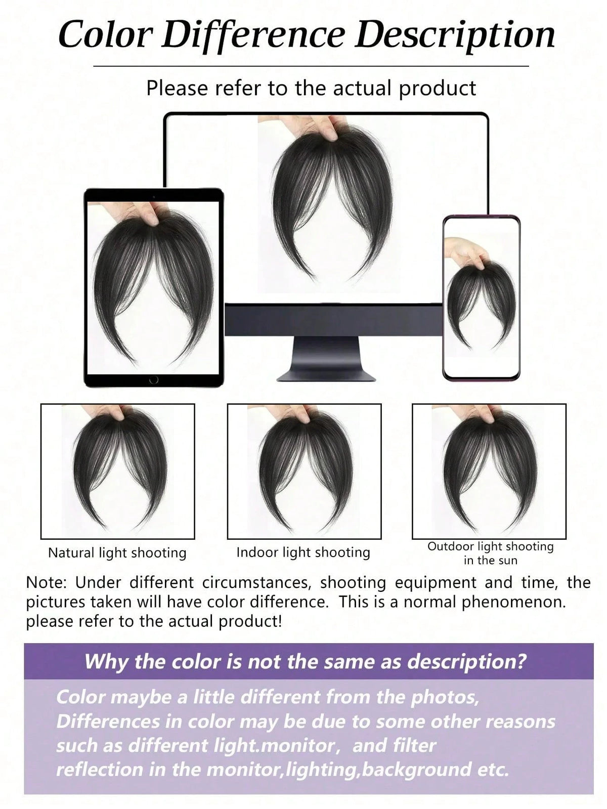 Women's Synthetic Voluminous Natural Side Bangs Hairpiece