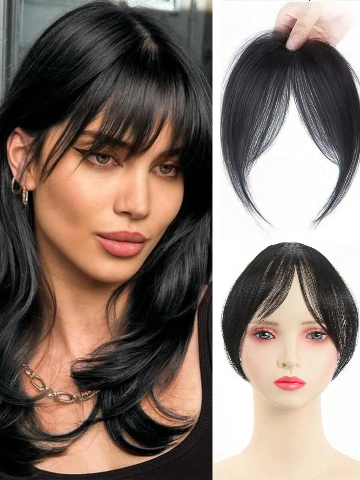 Women's Synthetic Voluminous Natural Side Bangs Hairpiece