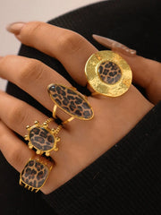 Women's 18K Gold Plated Leopard Print Stacking Ring