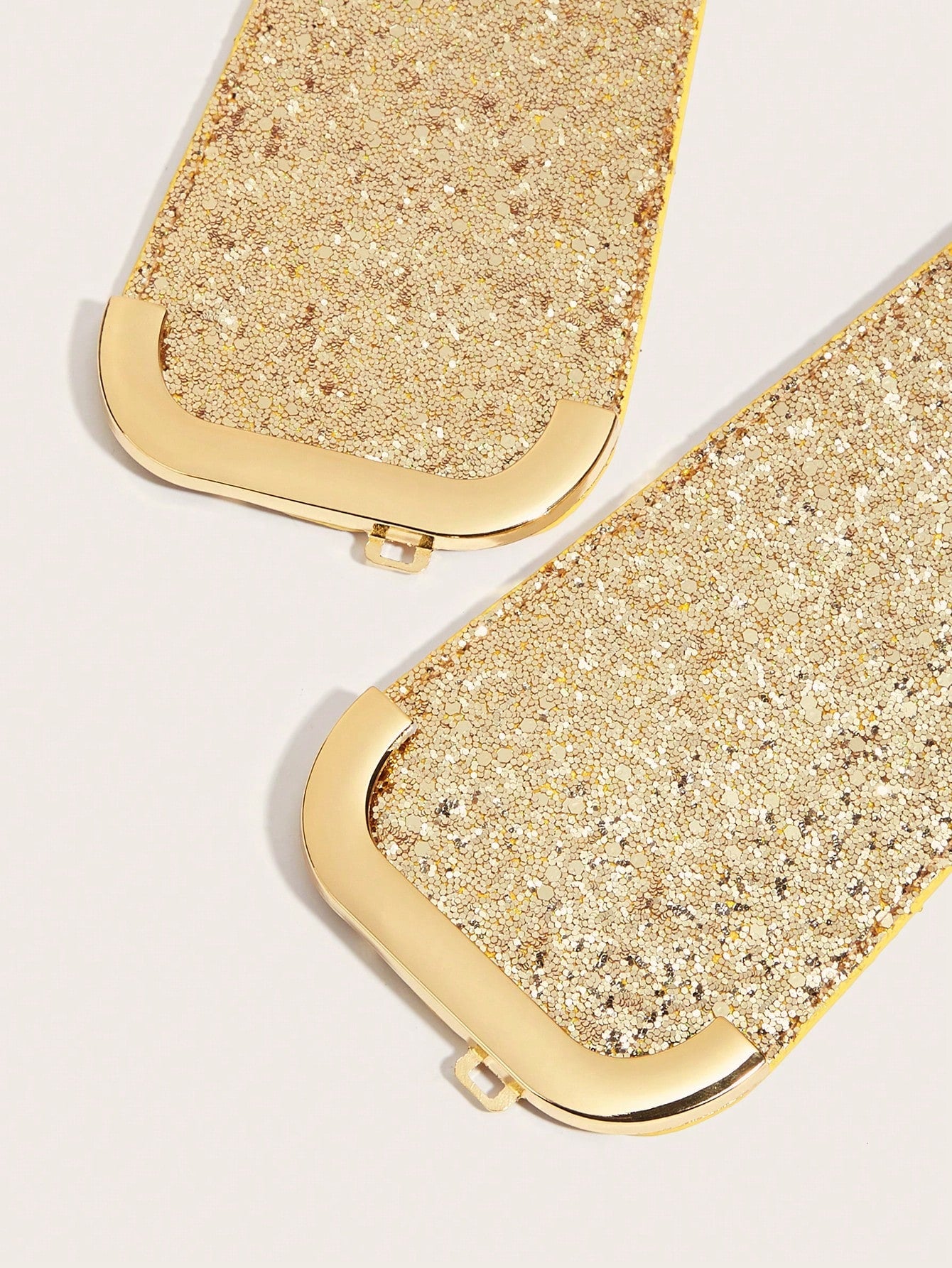 Shein Women's Elastic Waist Belt Symmetrical Buckle Textured Pattern Gold