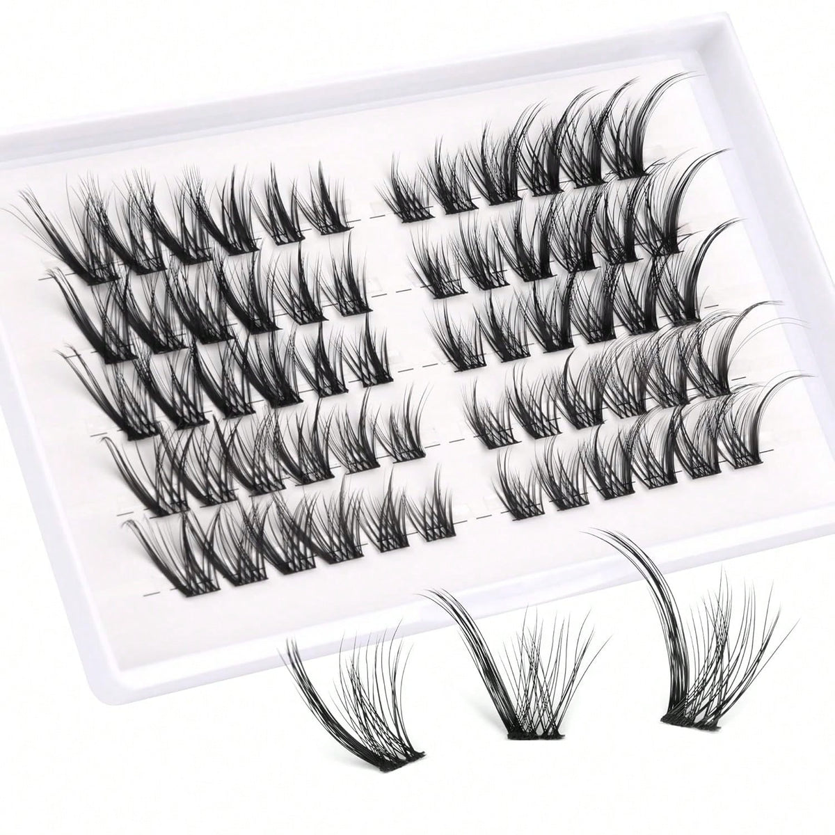 Women's 60-Piece D-Curl Cat Eye Eyelash Cluster Set