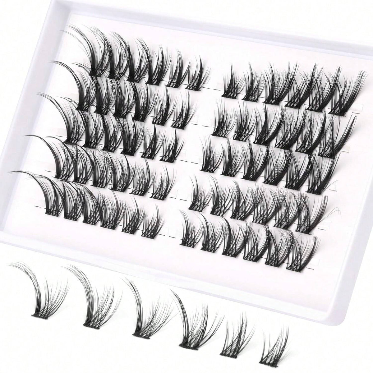 Women's 60-Piece D-Curl Cat Eye Eyelash Cluster Set