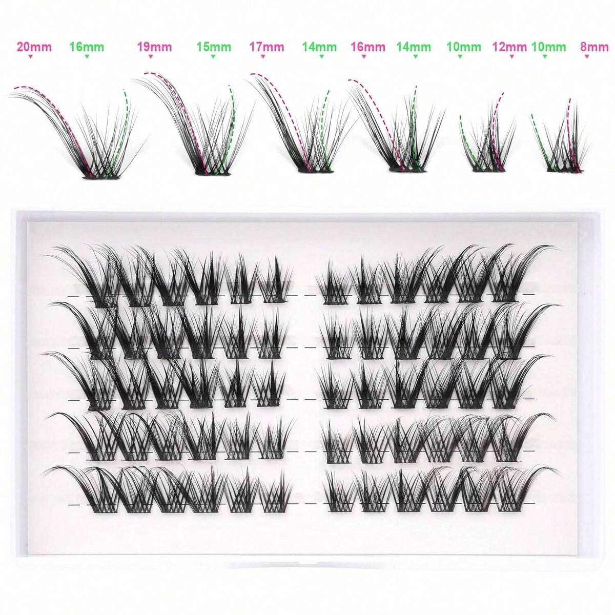 Women's 60-Piece D-Curl Cat Eye Eyelash Cluster Set