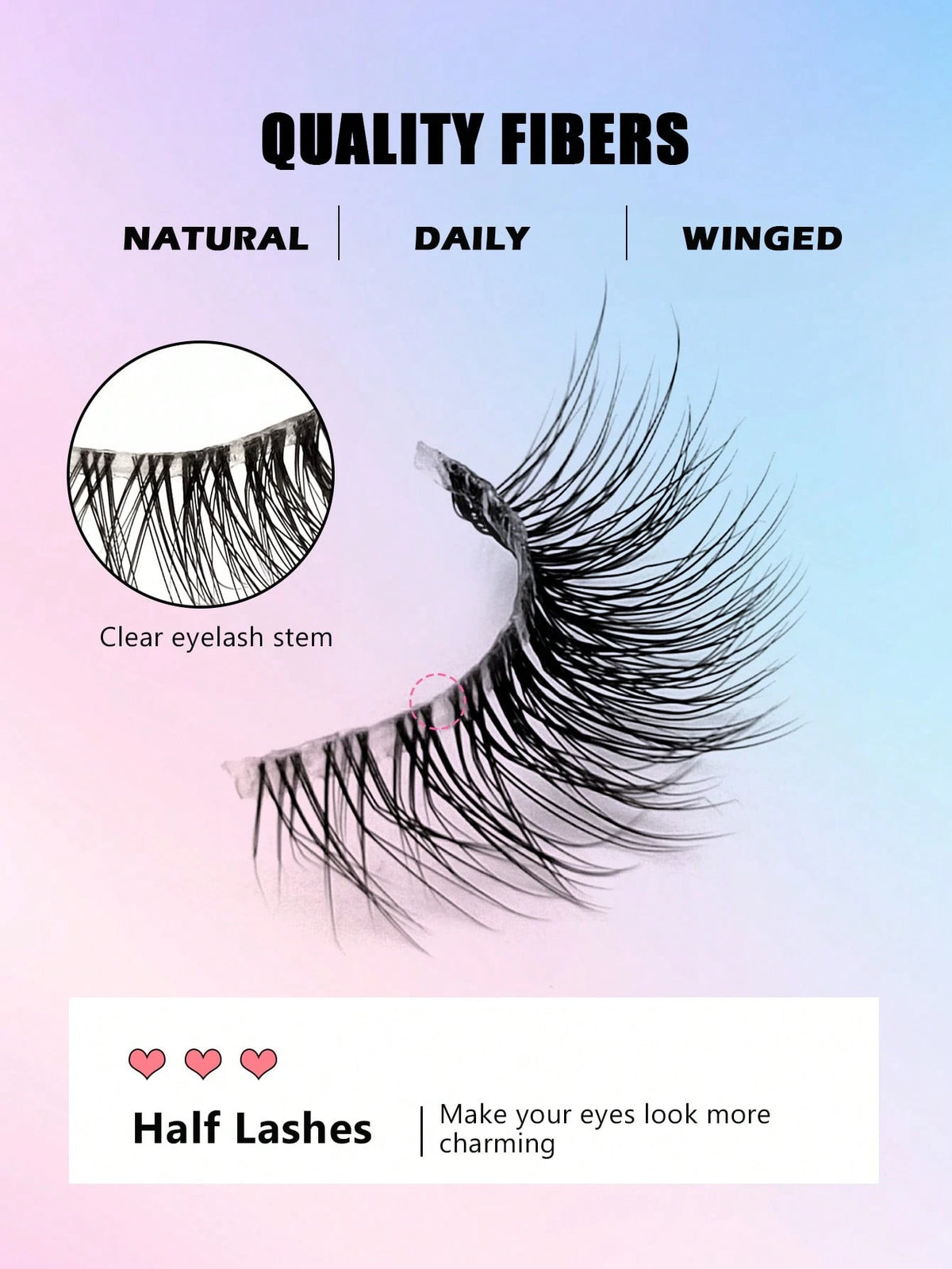 Women's Natural Transparent Half-Eye False Eyelashes Set