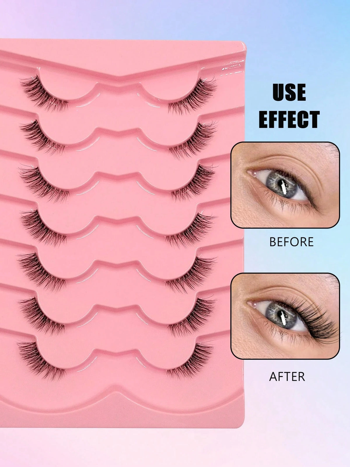 Women's Natural Transparent Half-Eye False Eyelashes Set