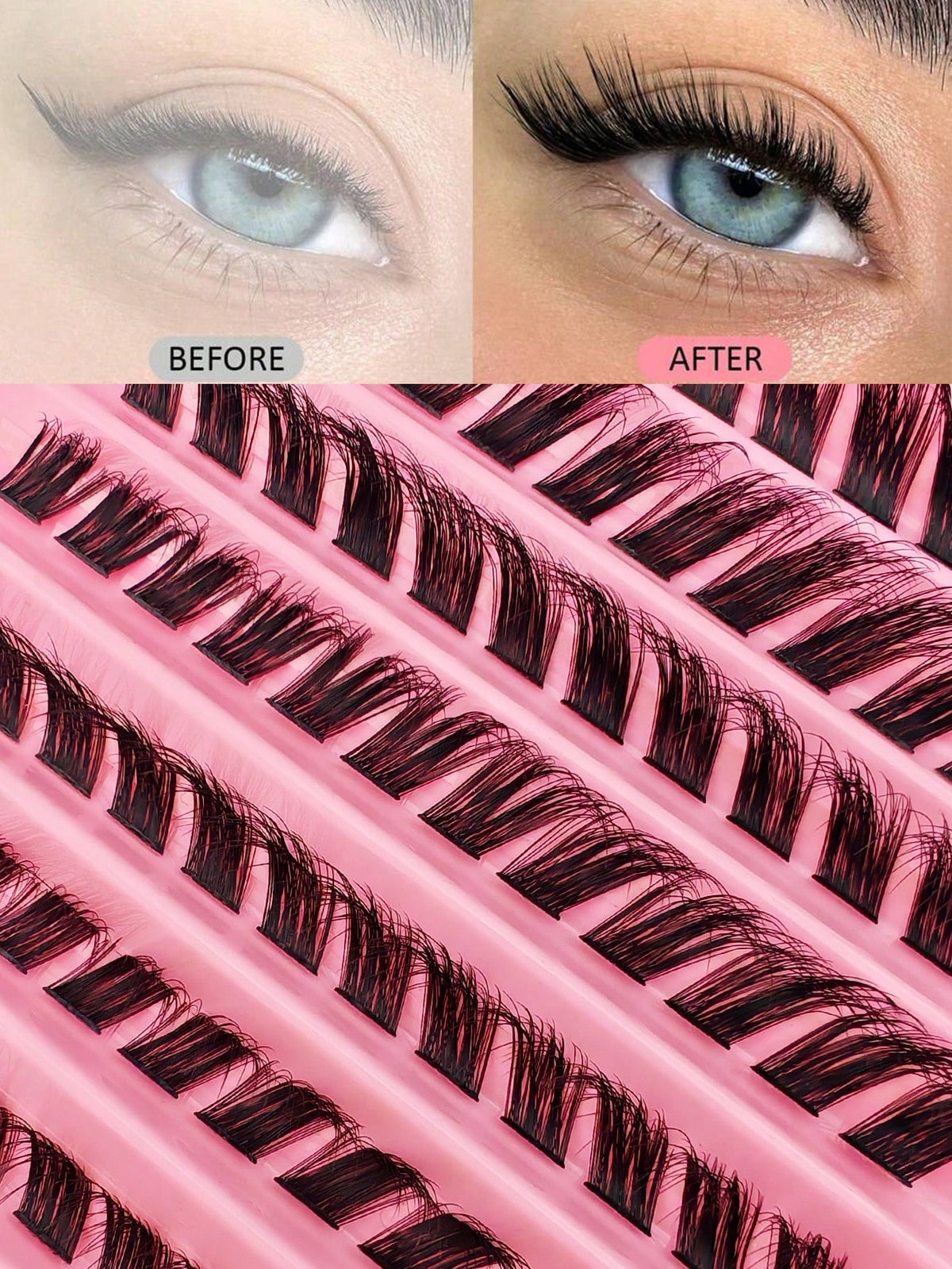 Women's Spiky Cat Eye Individual Cluster False Eyelashes Set