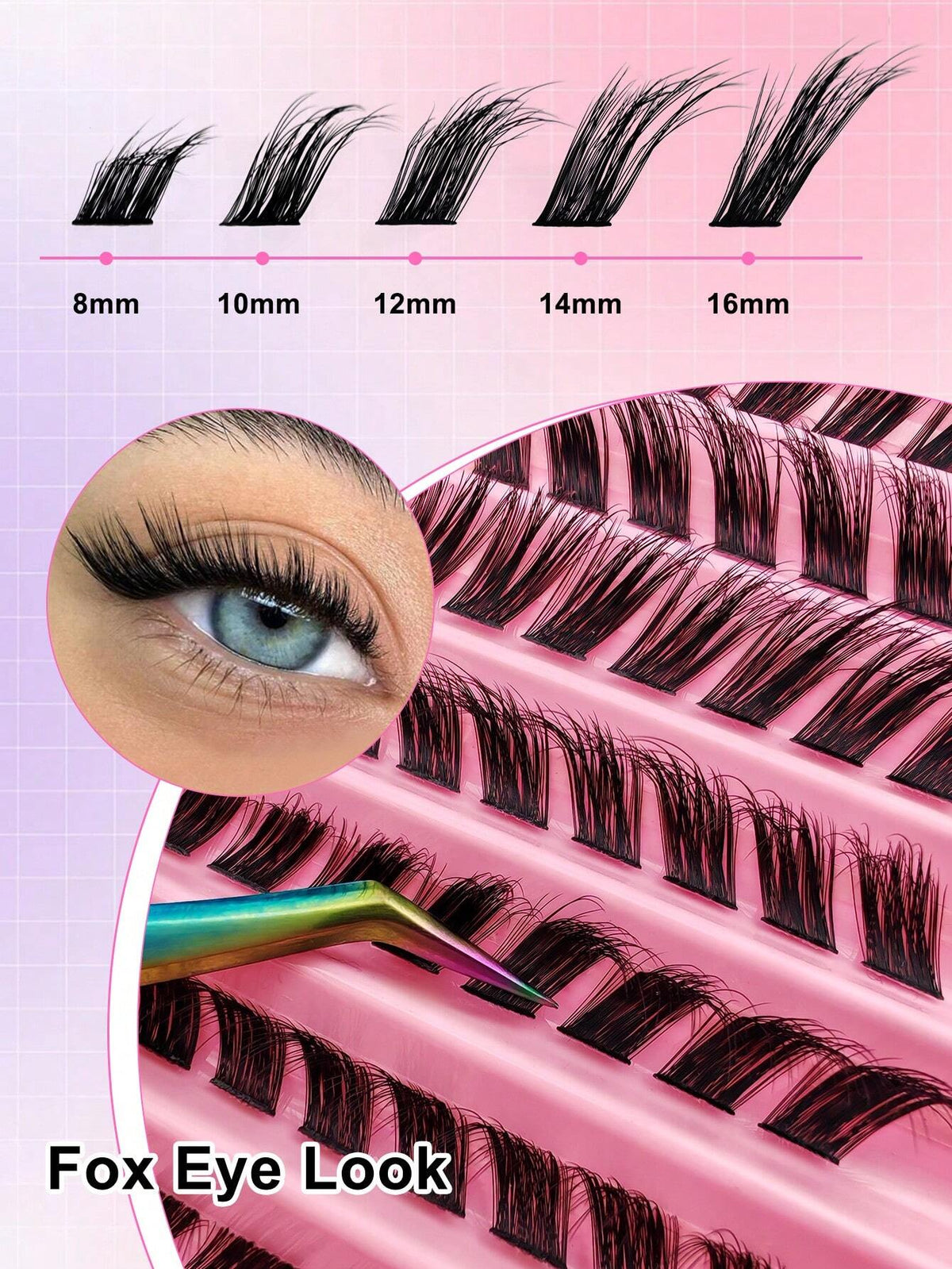 Women's Spiky Cat Eye Individual Cluster False Eyelashes Set