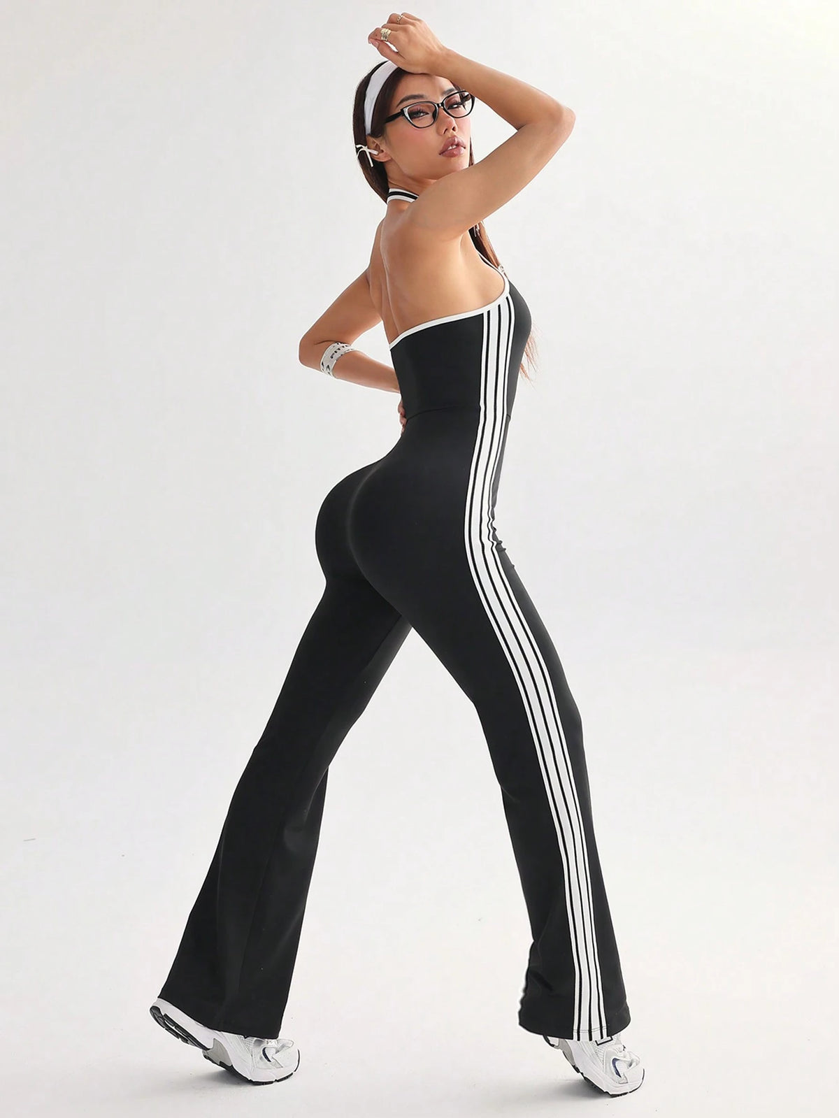 Women's Sexy Backless Halter Yoga Sports Casual Jumpsuit