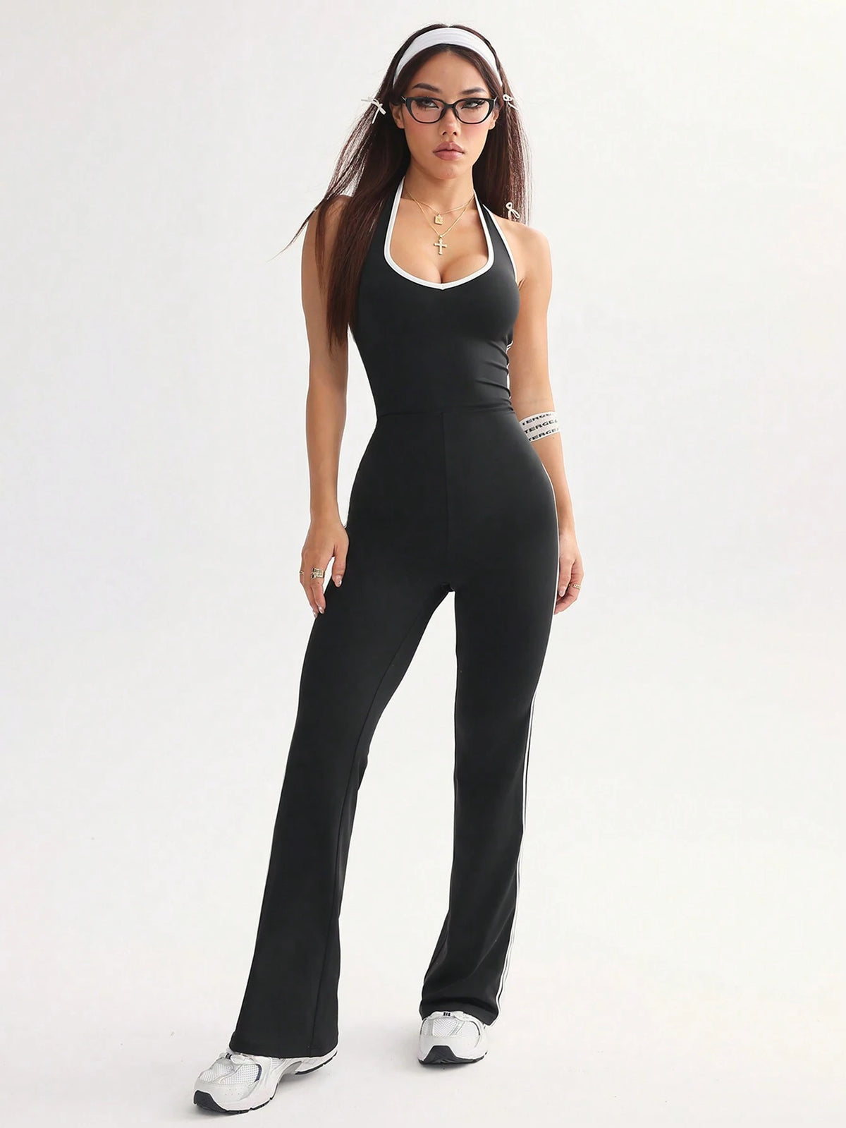 Women's Sexy Backless Halter Yoga Sports Casual Jumpsuit