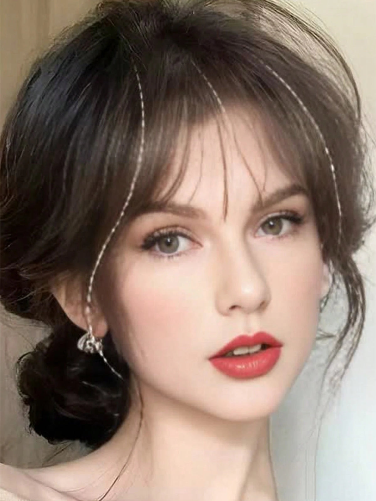 Women's Middle Part Lace Front Wig with Side Bangs