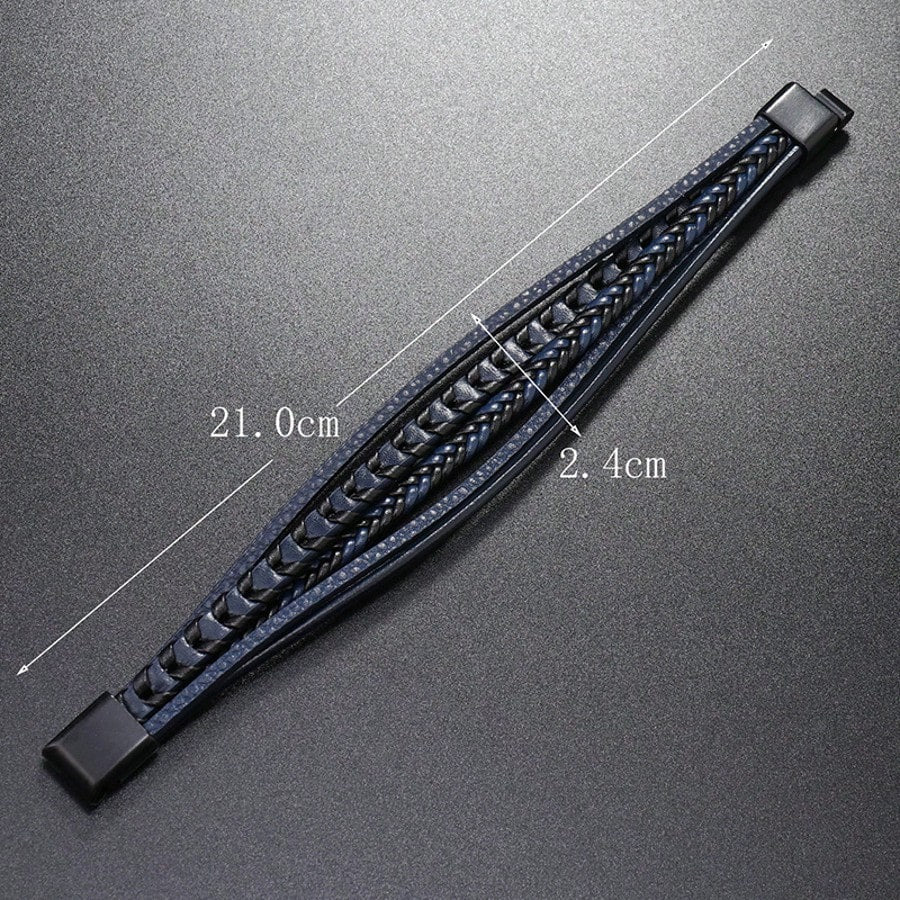 Men's Retro Braided Leather Rope Bracelet Magnetic Buckle