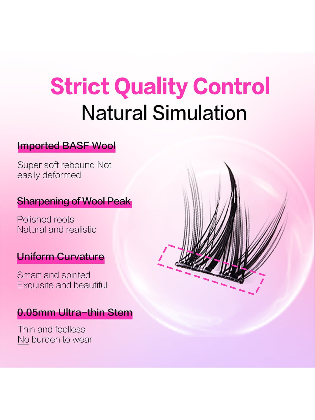 Women's 60pcs C Curl Self-Adhesive Eyelash Cluster Set