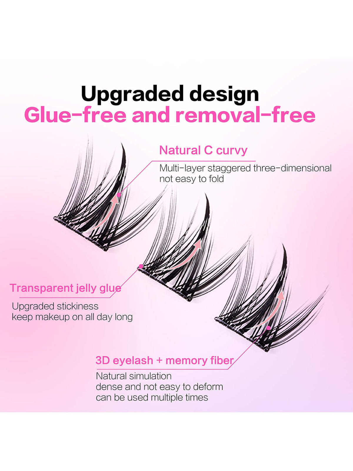 Women's 60pcs C Curl Self-Adhesive Eyelash Cluster Set