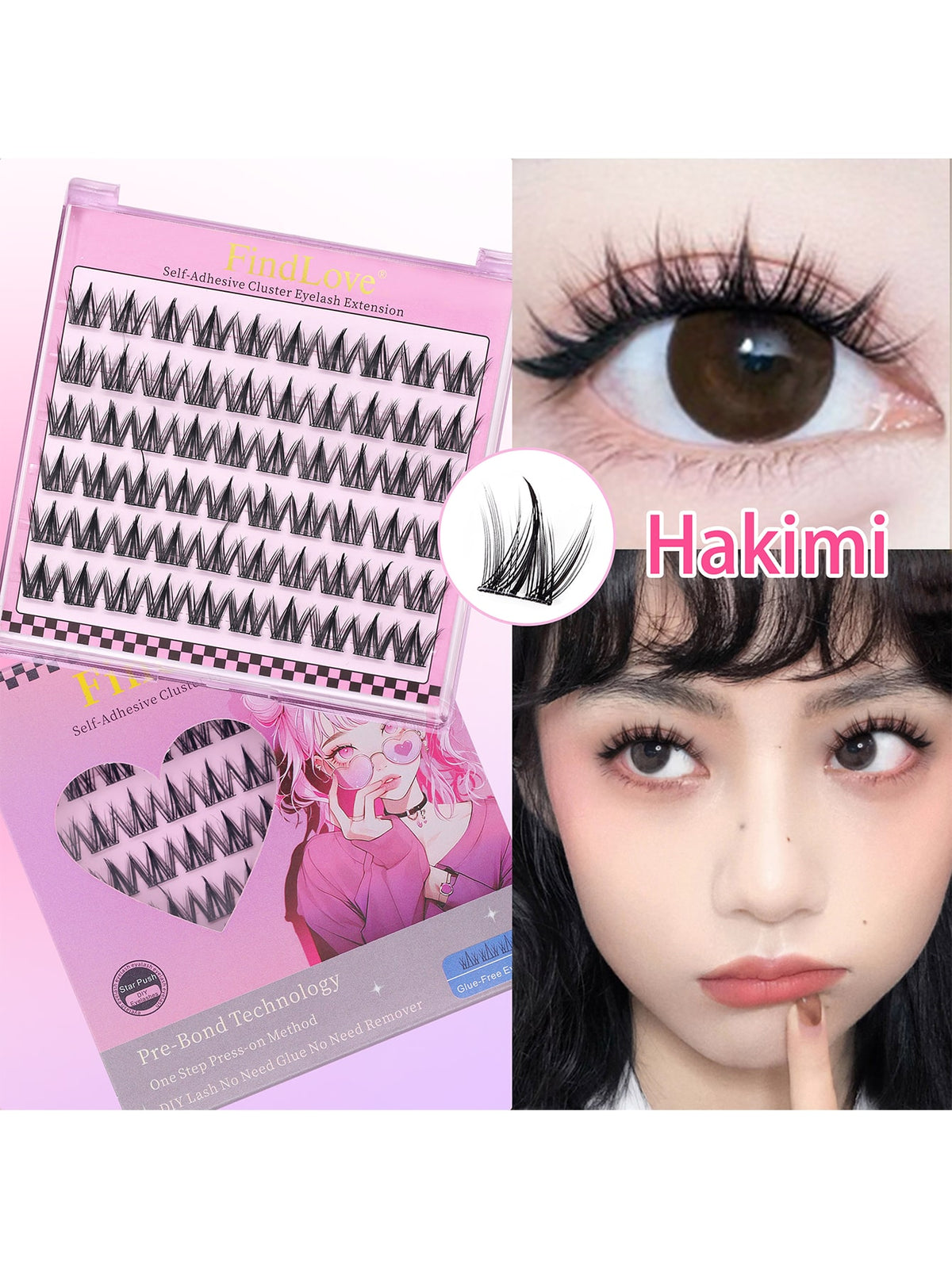 Women's 60pcs C Curl Self-Adhesive Eyelash Cluster Set