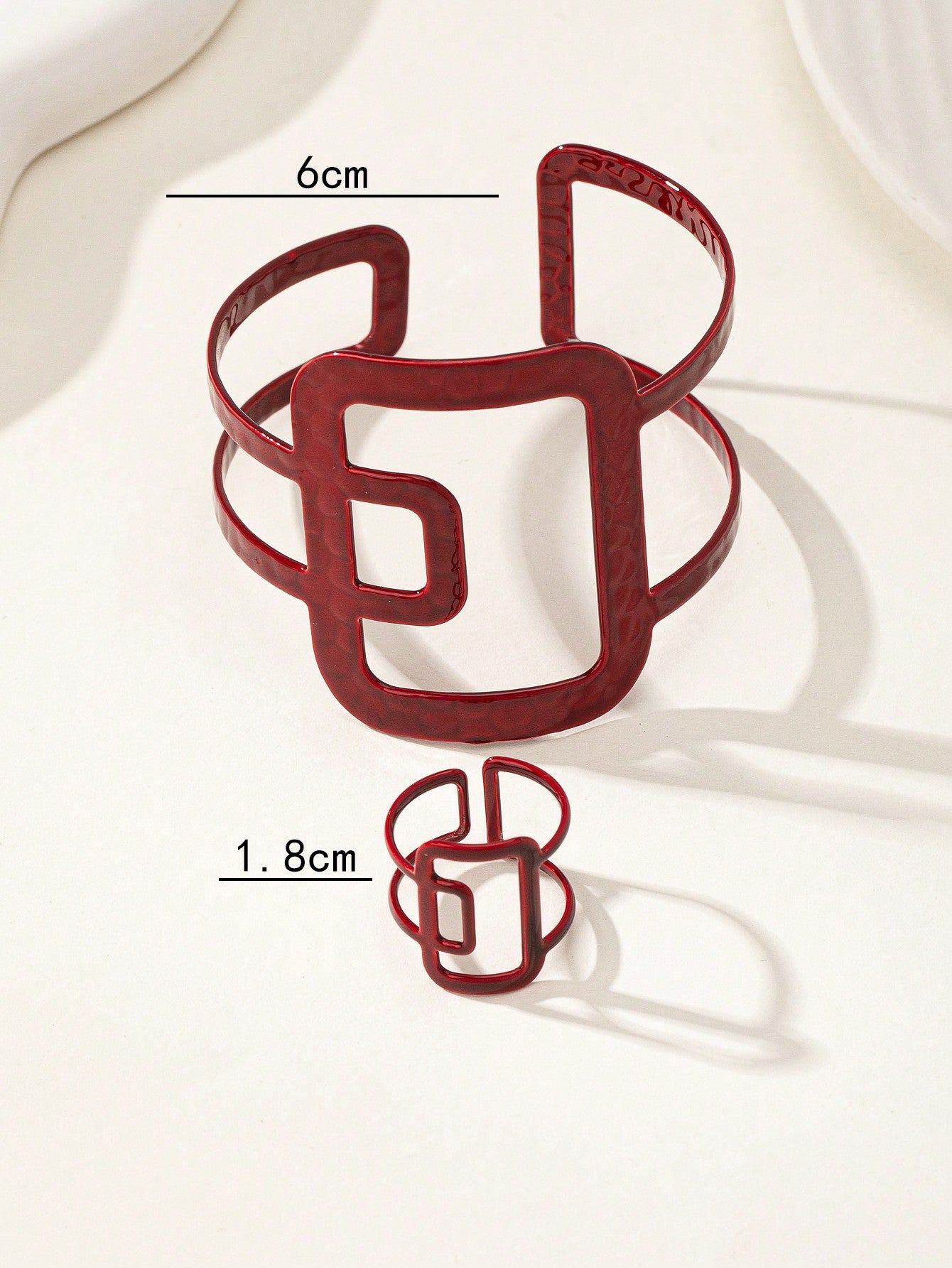 Women's Punk Hollow Geometric Adjustable Bracelet & Ring Set