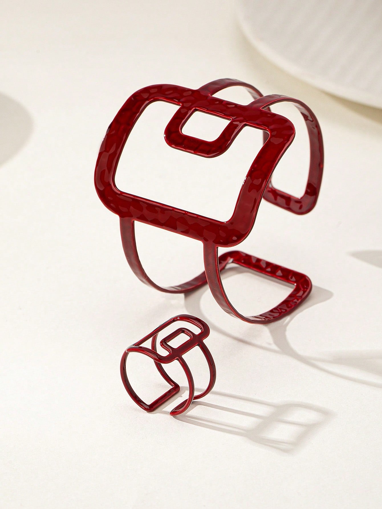 Women's Punk Hollow Geometric Adjustable Bracelet & Ring Set