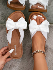 Women's French Retro Bow Tie Wedge Sandal Slippers