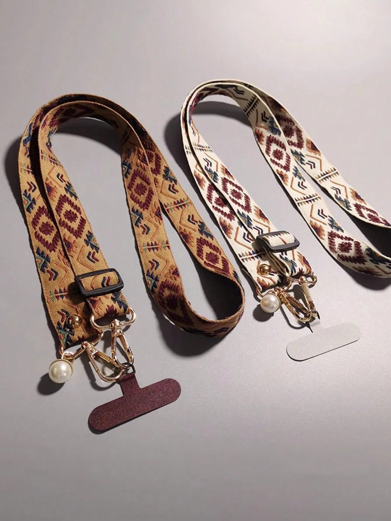 Unisex Vintage Crossbody Phone Lanyard Strap with Pearl Charm