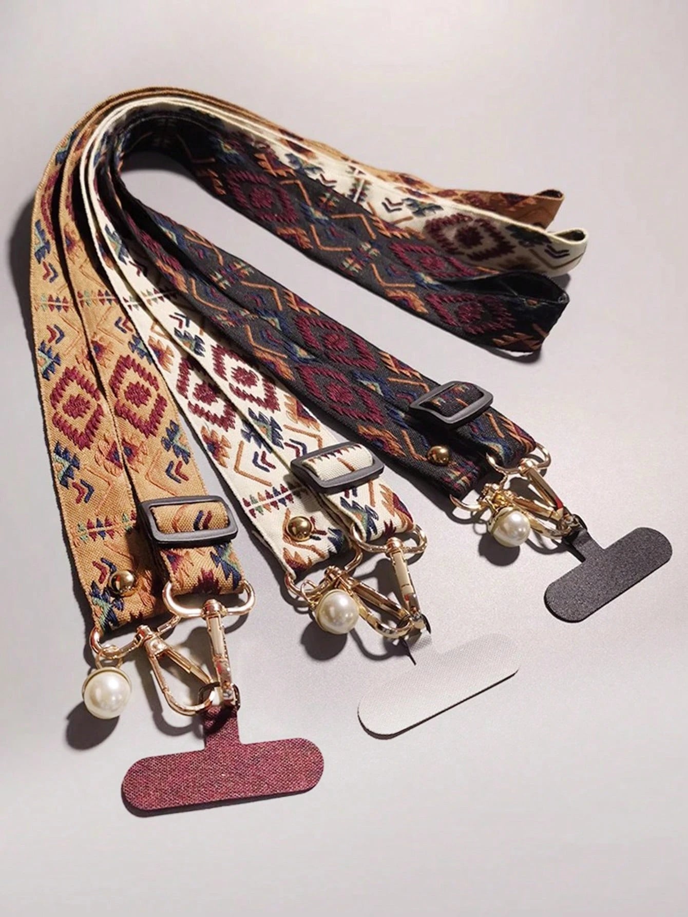Unisex Vintage Crossbody Phone Lanyard Strap with Pearl Charm
