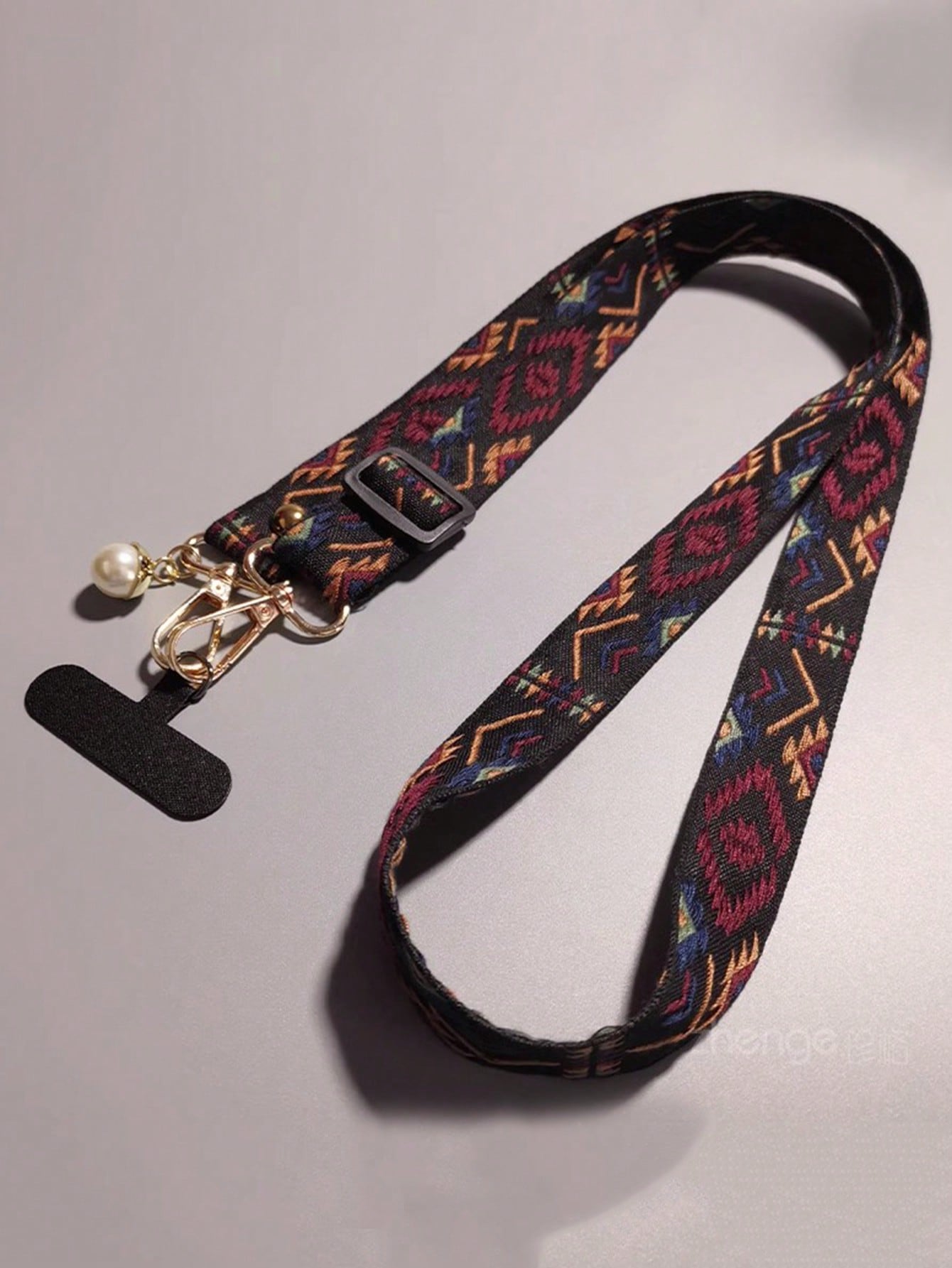 Unisex Vintage Crossbody Phone Lanyard Strap with Pearl Charm