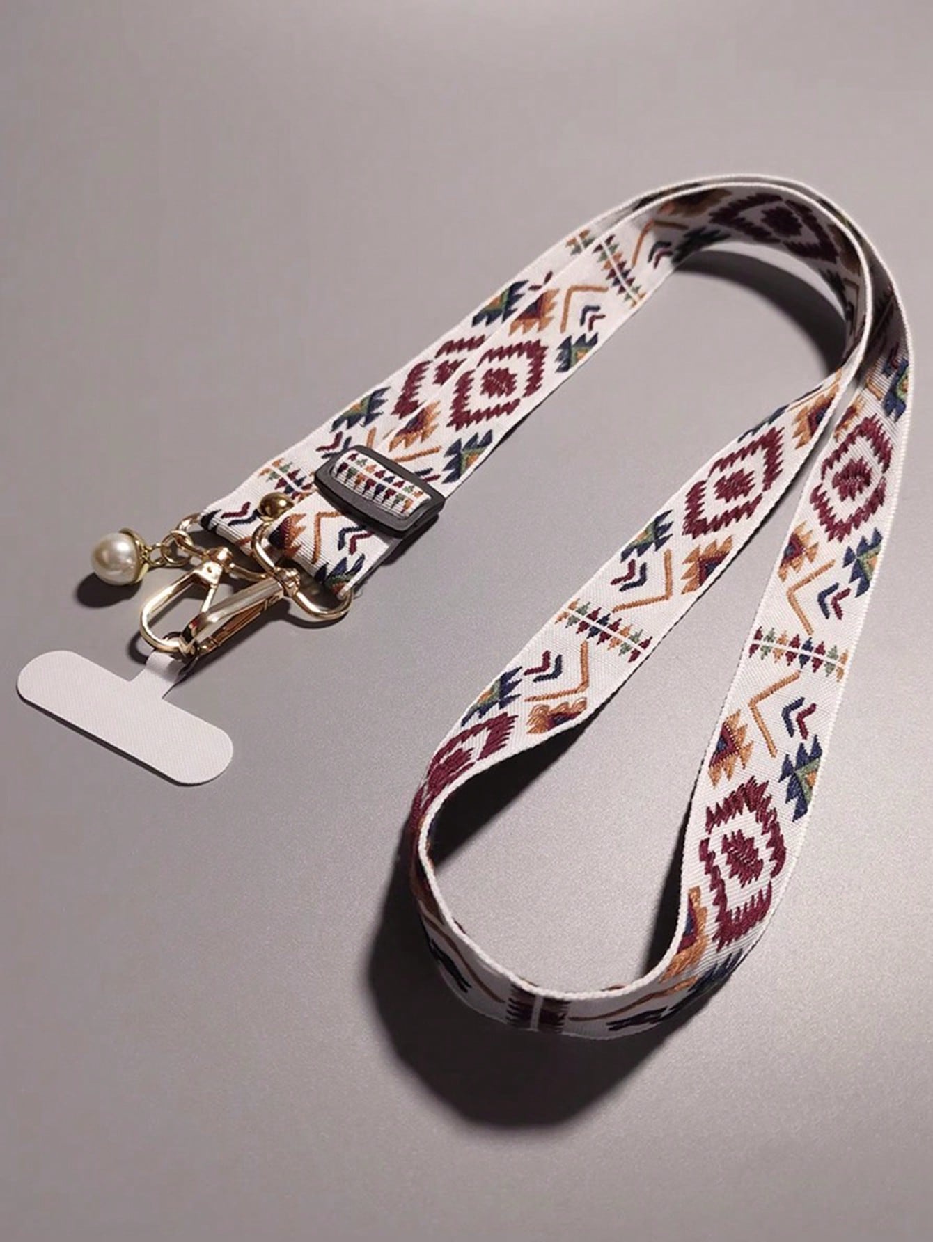Unisex Vintage Crossbody Phone Lanyard Strap with Pearl Charm