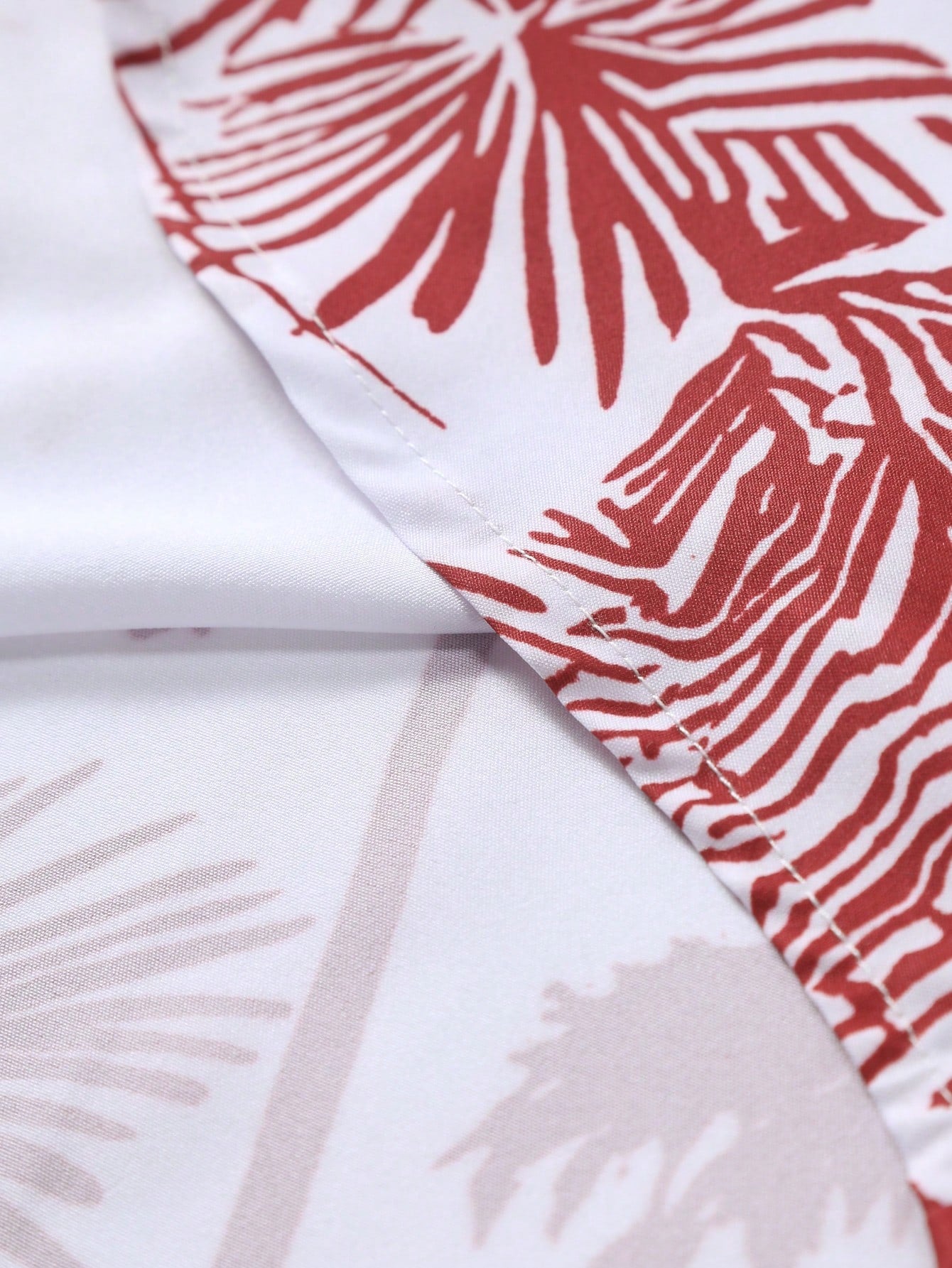Men's Palm Tree Print Casual Shirt Short Sleeve Red