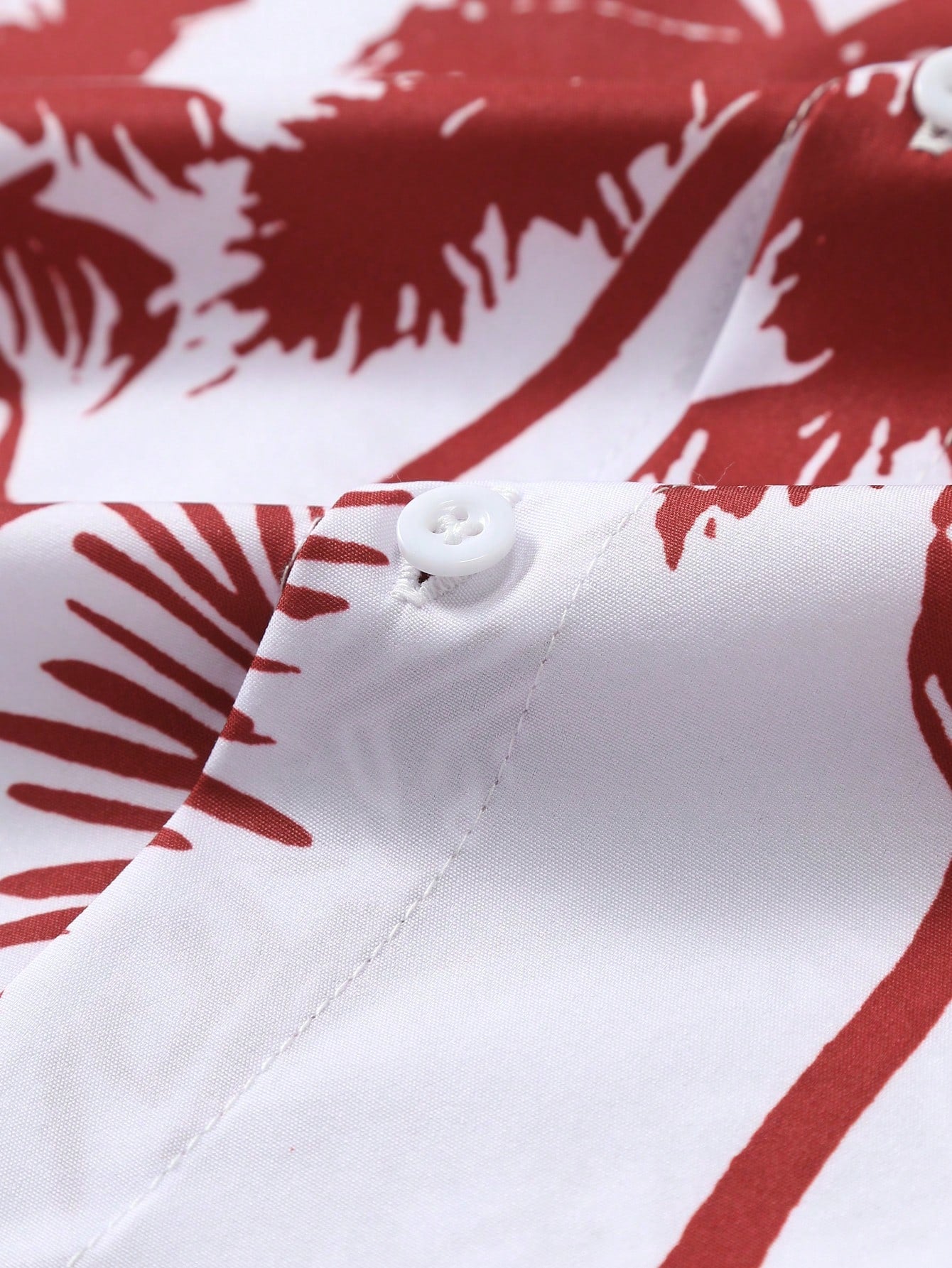 Men's Palm Tree Print Casual Shirt Short Sleeve Red