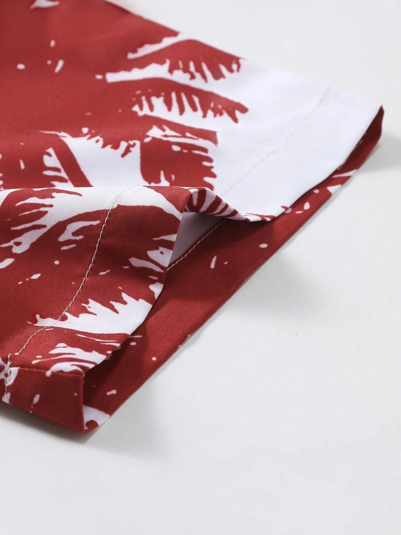Men's Palm Tree Print Casual Shirt Short Sleeve Red