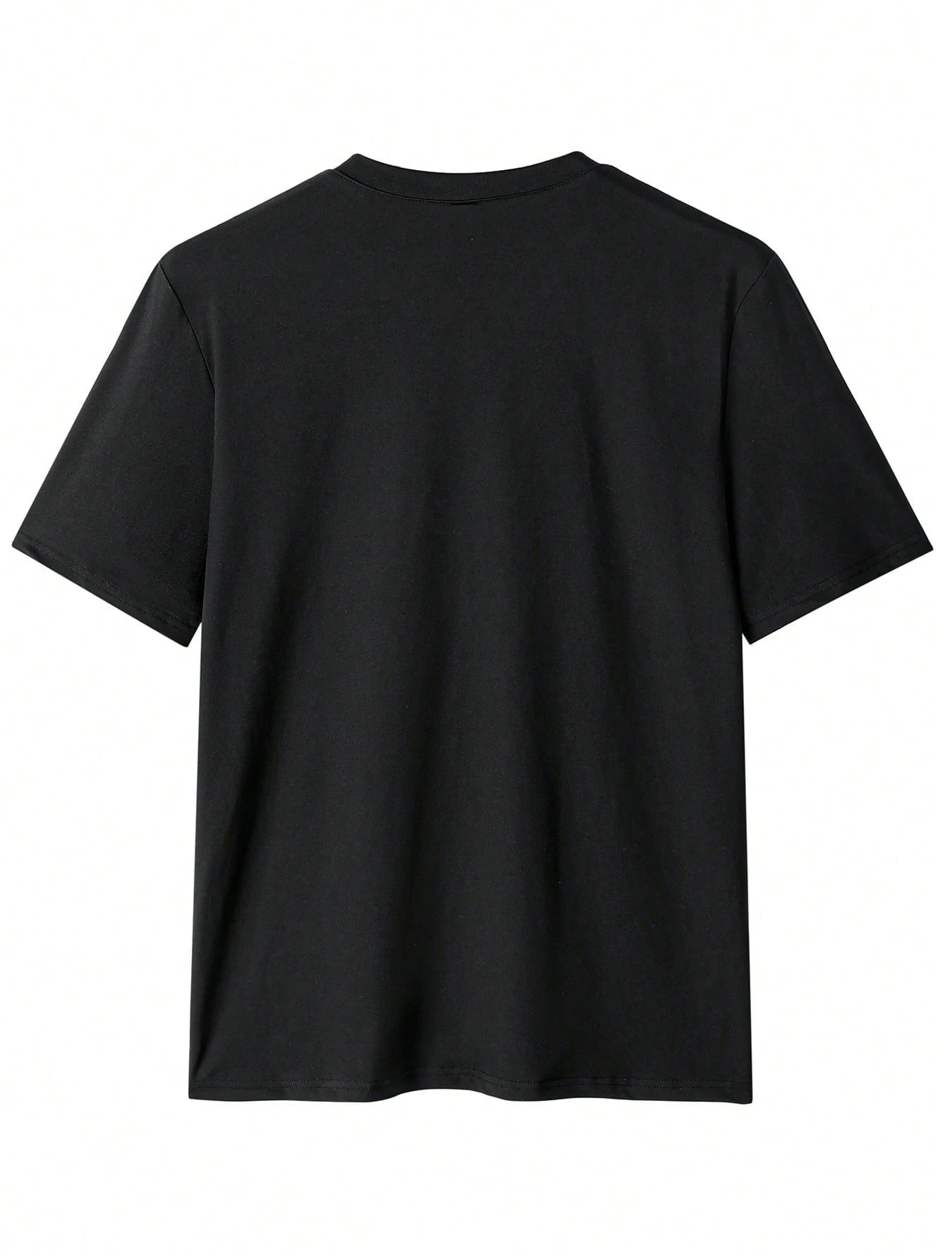 Men's Solid Color Casual V-Neck Short Sleeve T-Shirt Black