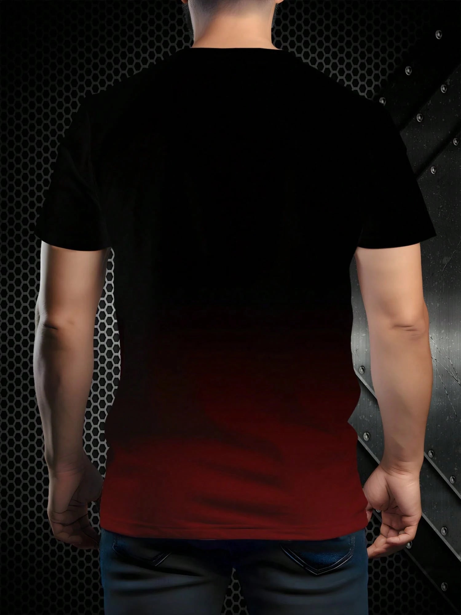 Men's Paris Eiffel Tower Print Gradient Casual Crew Neck T-Shirt