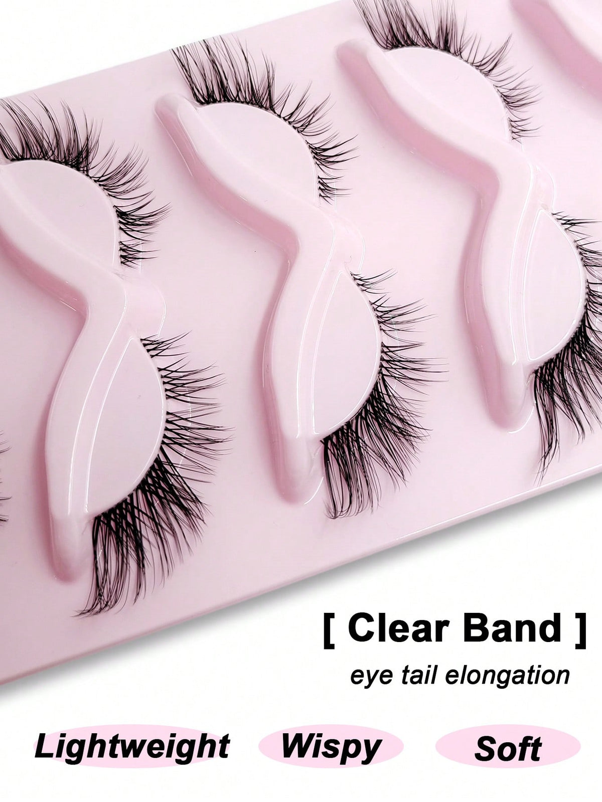 Women's 5 Pairs Cat Eye Natural Crisscross Clear Band Wispy Lashes Set