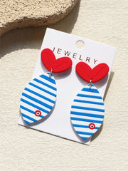 Women's Cute Acrylic Fish Tail Heart Earrings Blue