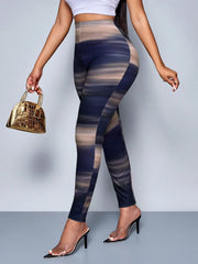 Women's Casual Purple All-Over Print Skinny Leggings