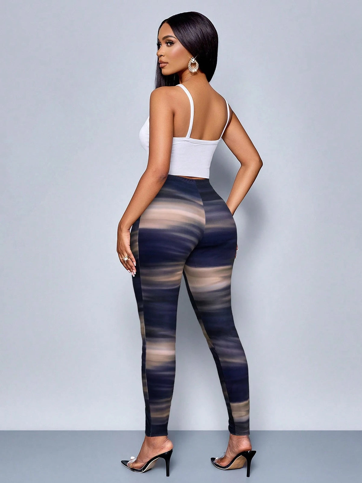 Women's Casual Purple All-Over Print Skinny Leggings