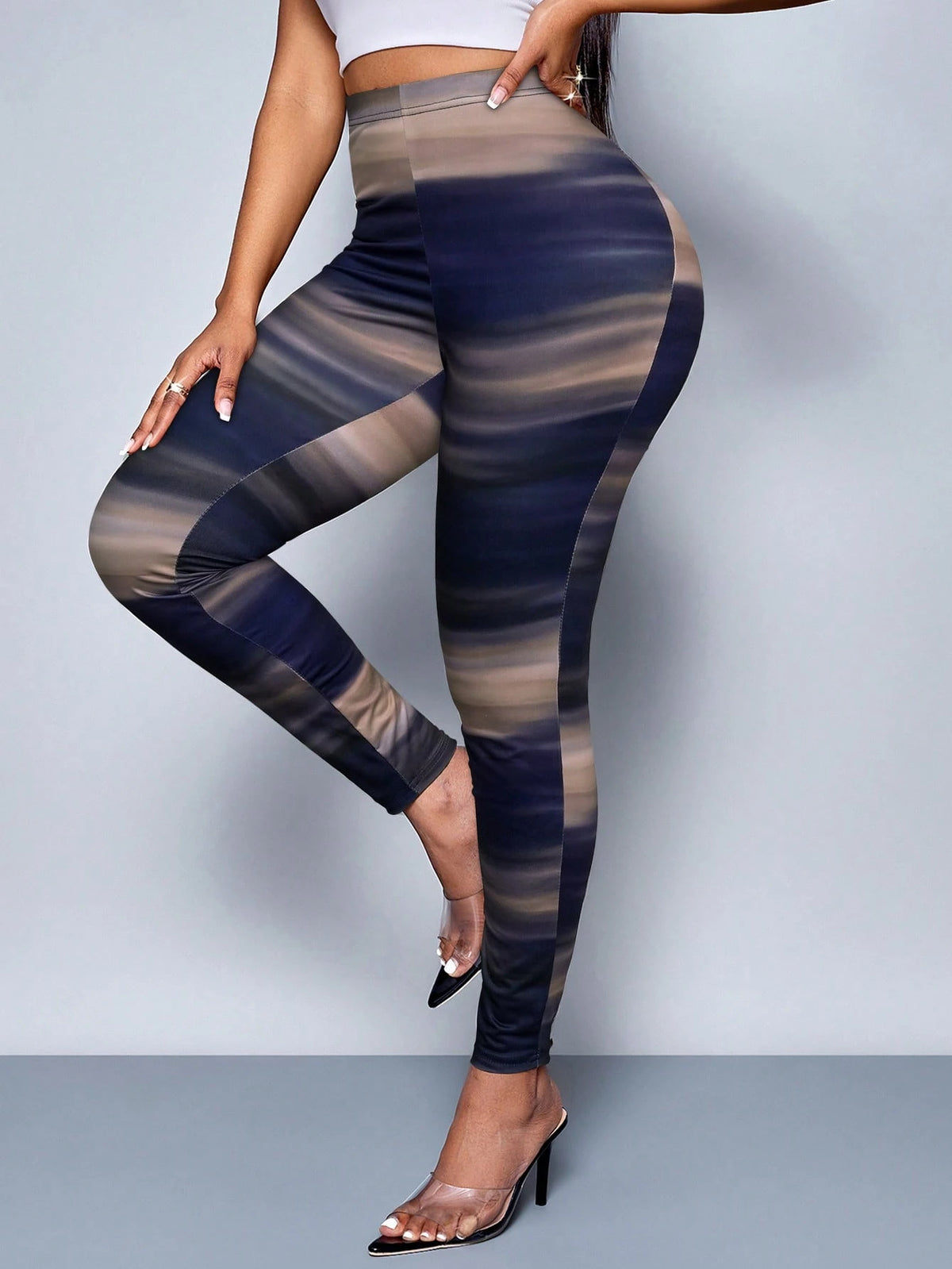 Women's Casual Purple All-Over Print Skinny Leggings