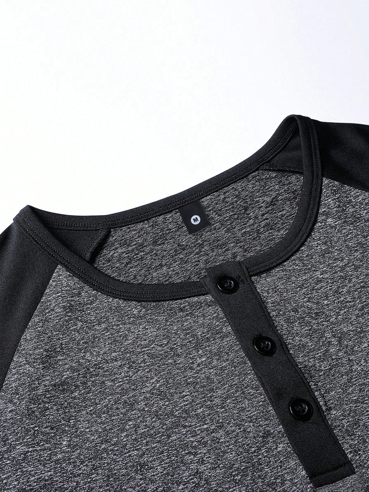 Men's Casual Graphic Print Henley Neck Short Sleeve T-Shirt Grey