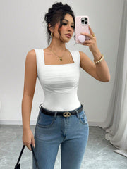 Women's Elegant Casual Minimalist Summer Fitted Tank Top White