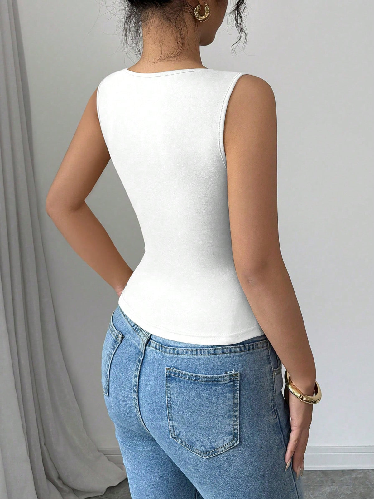 Women's Elegant Casual Minimalist Summer Fitted Tank Top White